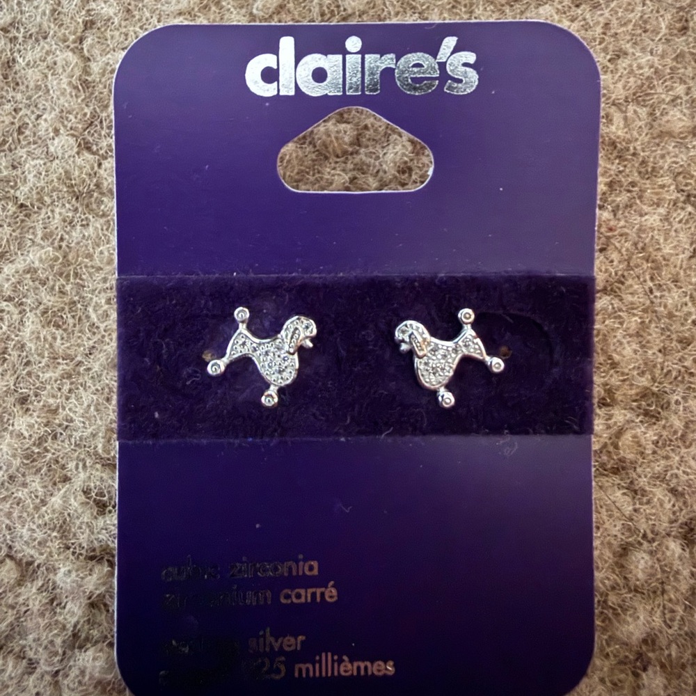 Claire's Sterling Silver Poodle Studs